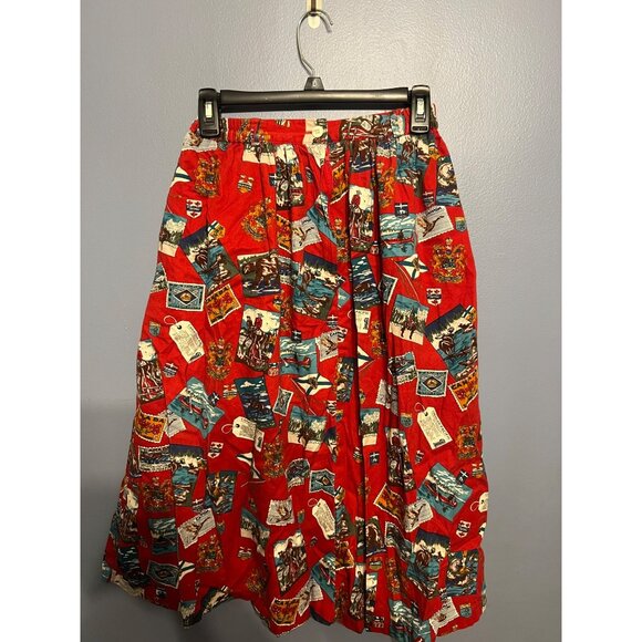 Vintage Woolrich Canadian Pacific Postcard Pattern Pleated Skirt VTG Size 8‎ - Picture 4 of 13